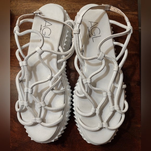 AGL White Messy Platform Sandals Size 10.5-11 - Picture 2 of 7